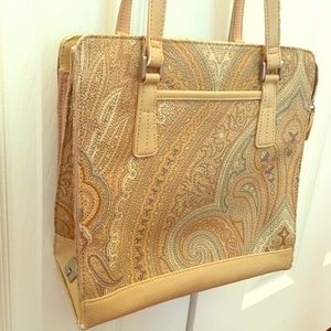 Paisley organizer pockets square purse tan pattern